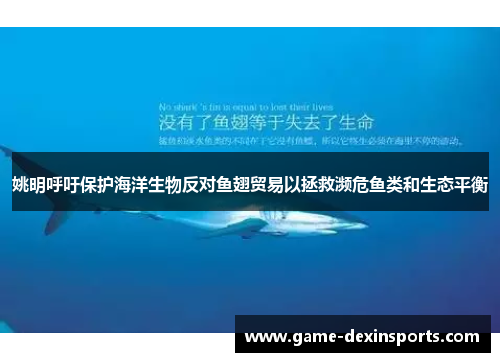 姚明呼吁保护海洋生物反对鱼翅贸易以拯救濒危鱼类和生态平衡